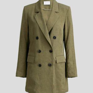 LATTELIER  Double-Breasted Linen-Cotton Blazer